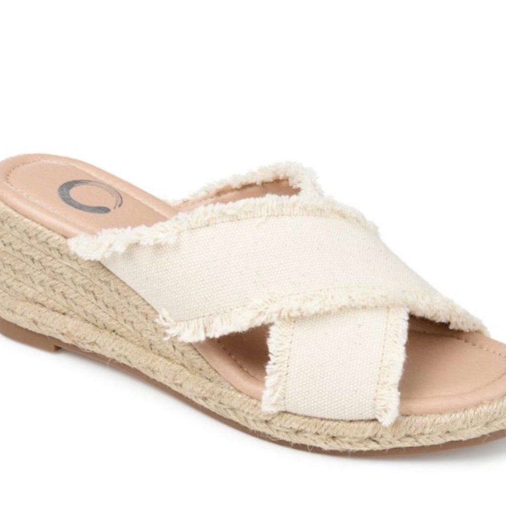 NEW JOURNEE COLLECTION SHANNI ESPADRILLE SANDAL, Color: Taupe/Stone, Size 8